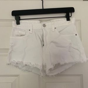 Distressed White High-Waisted Jean Shorts